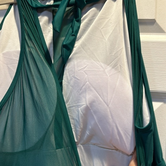 NWT! Bloomchic Green Knotted Back Mesh Insert Swim Dress One Piece Swimsuit 28 - Picture 11 of 11